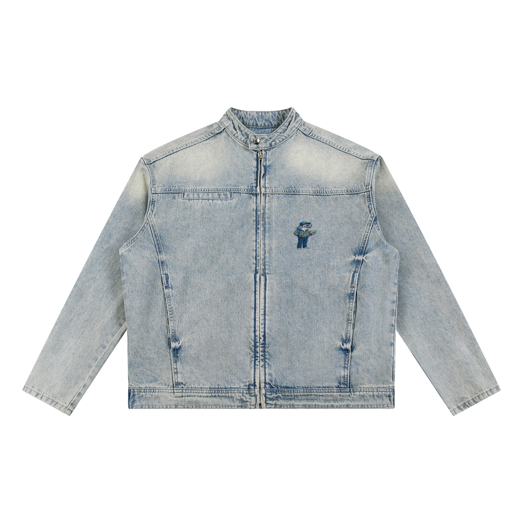 Adolpho Finely Vintage Wash Zip Denim Jacket