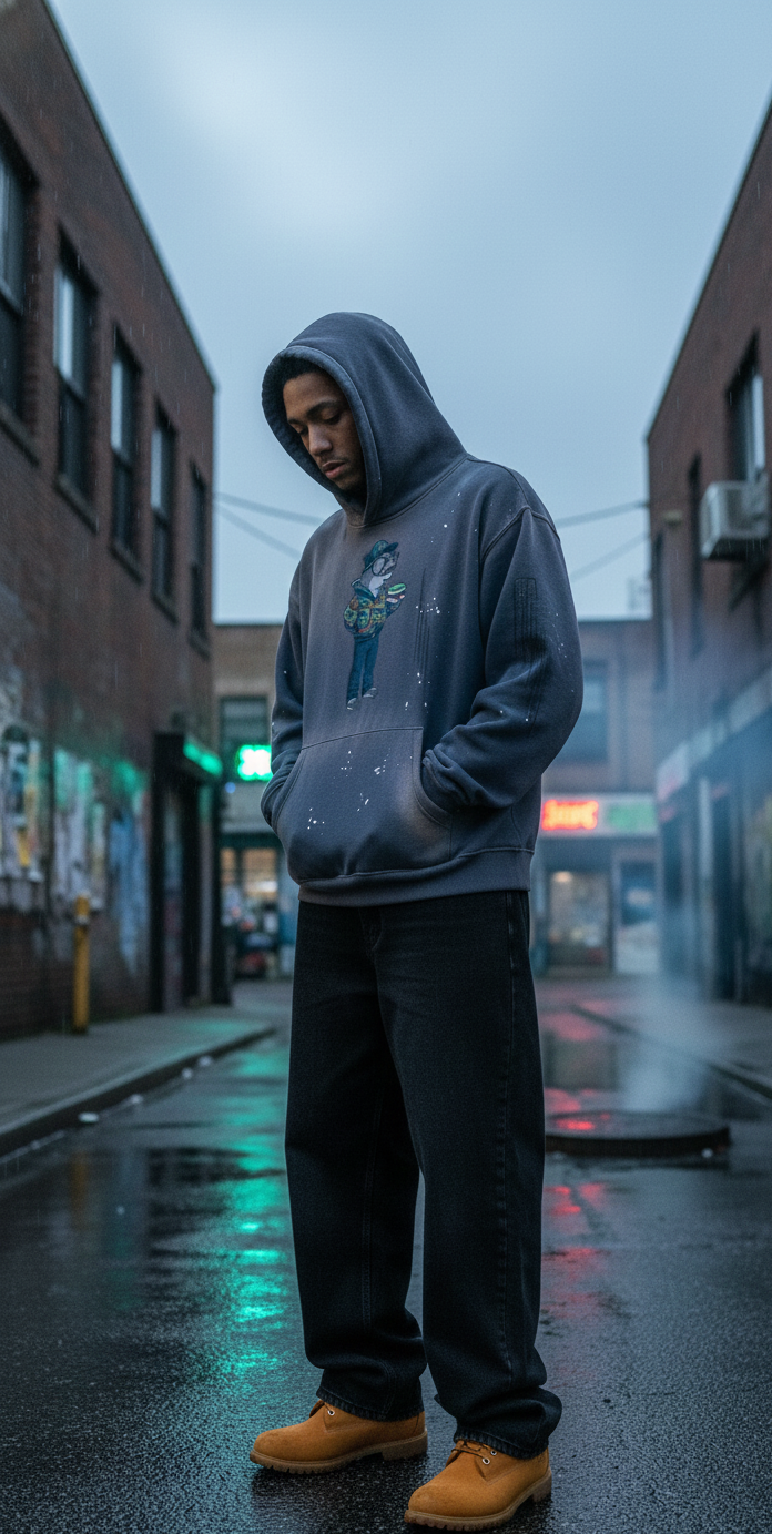 Adolpho Finely Vintage Washed Frayed Fleece Hoodie